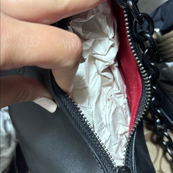 Betsey Johnson Black Kilter Rosette Asymmetrical Bag - Picture 7 of 8